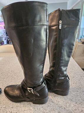 LOFT Tall Black Riding Boots Knee High Buckle Zipper Classic